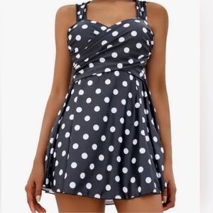 Cocopear | One Piece Swimwear Dress Black White Polka Dot Sz 8/10